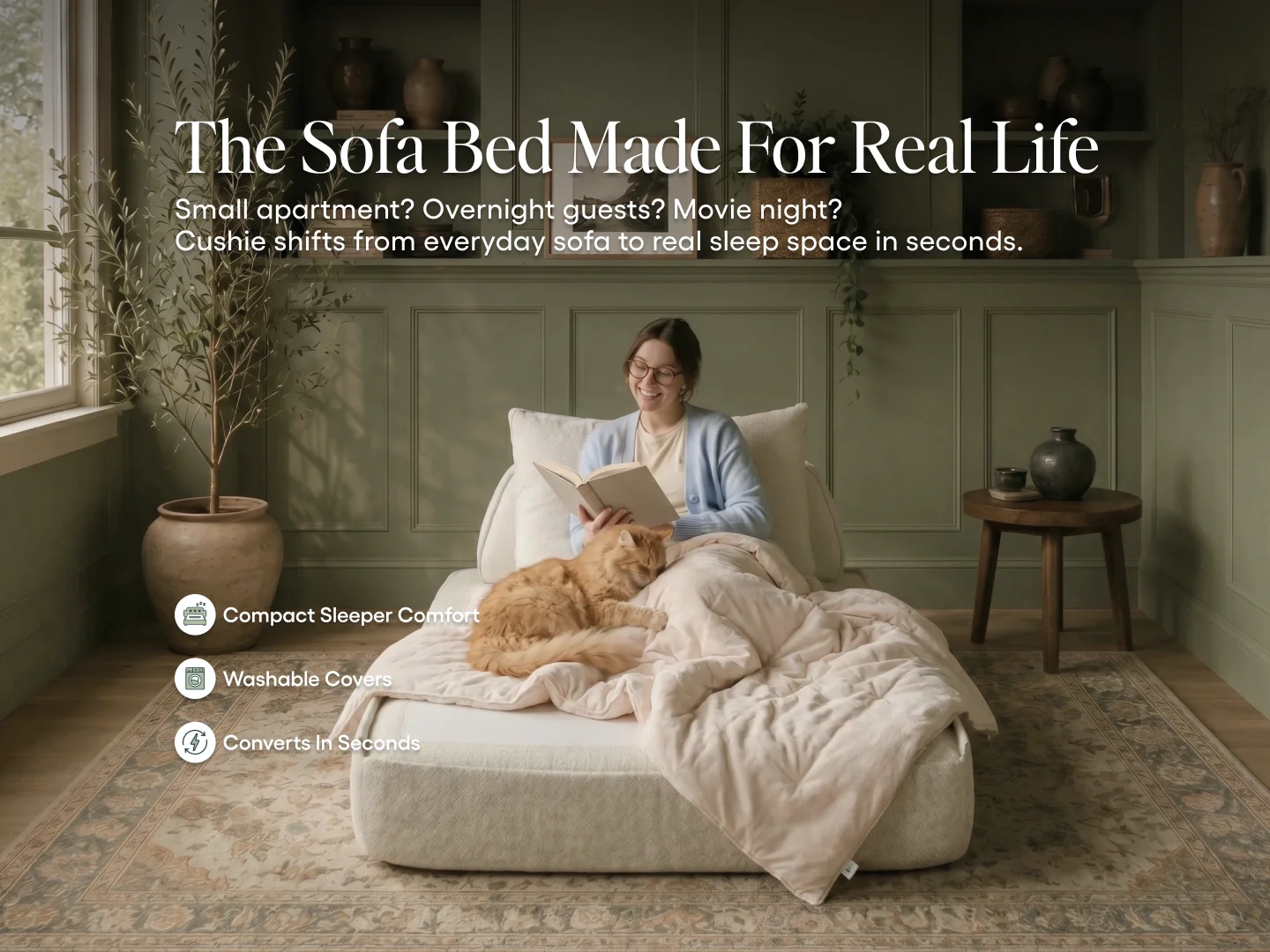 Cushie Modular Sleeper Chair - Cream - Image 2